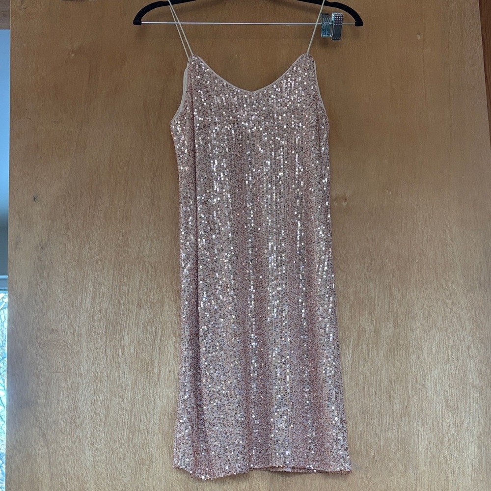 Gold sequin mini dress